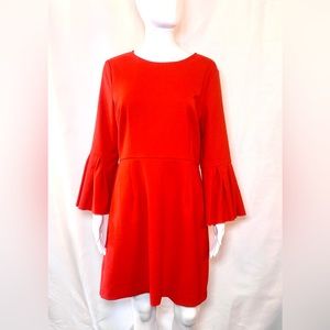 THML Crepe Dress Bell Sleeve Orange Size Large
